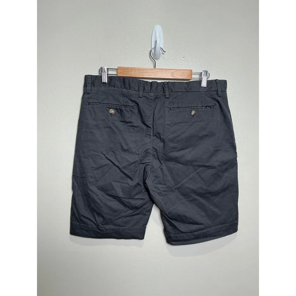 Polo Ralph Lauren Slim Stretch Chino Shorts Men 35 Grey Solid Flat Front Casual